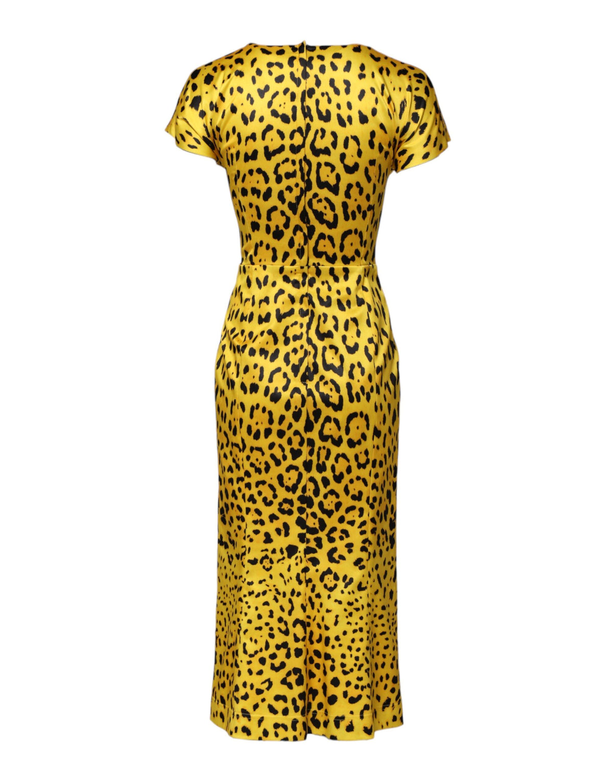 Dolce & Gabbana Yellow Leopard Midi Sheath Dress