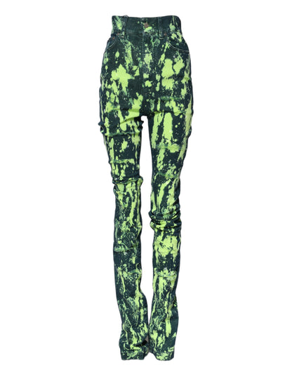 Dolce & Gabbana Green Color Splash High Waist Denim Jeans
