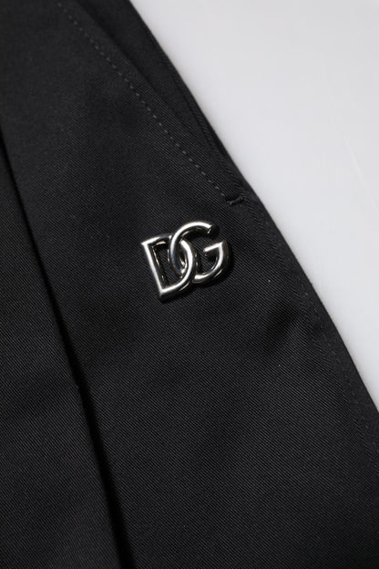 Dolce & Gabbana Black Cotton High-Waist Wide Leg Pants