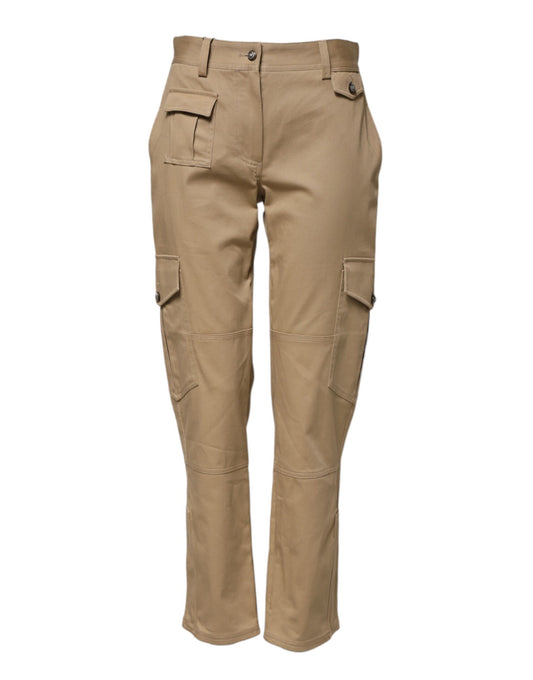 Dolce & Gabbana Beige Mid Waist Cargo Tapered Pants