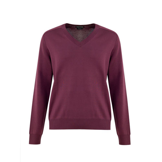 Tom Ford Purple Silk V-Neck Sweater