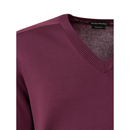 Tom Ford Purple Silk V-Neck Sweater