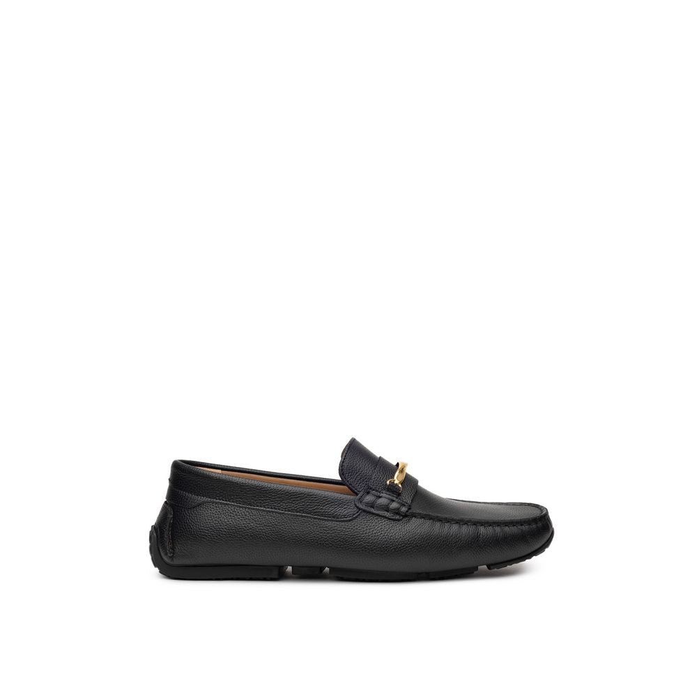 Bally Black Leather Moccasin Loafers