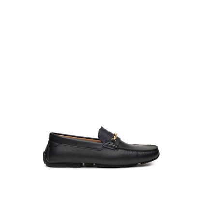 Bally Black Leather Moccasin Loafers