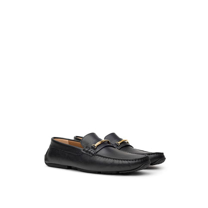 Bally Black Leather Moccasin Loafers