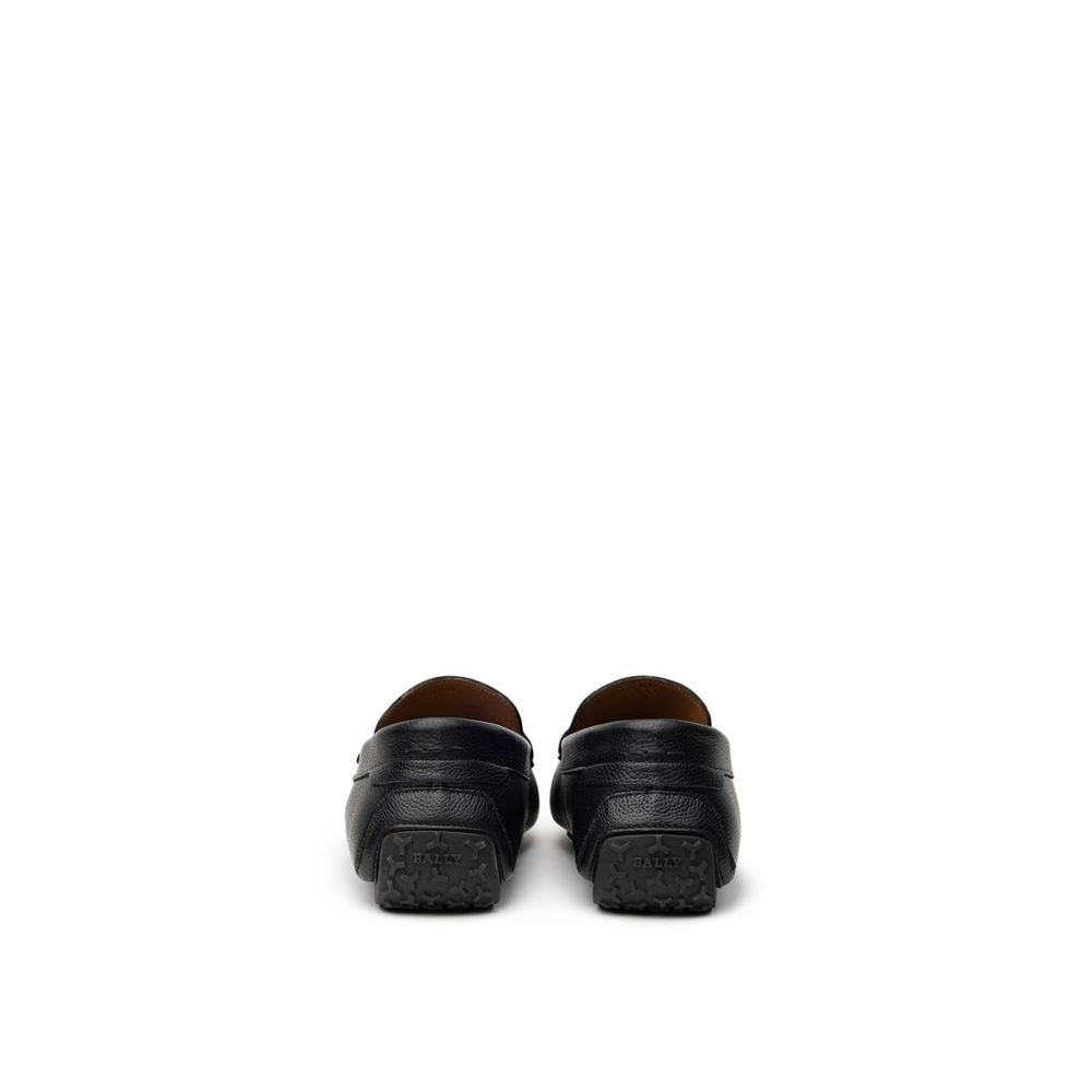 Bally Black Leather Moccasin Loafers