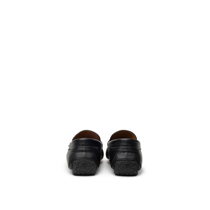 Bally Black Leather Moccasin Loafers