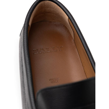 Bally Black Leather Moccasin Loafers