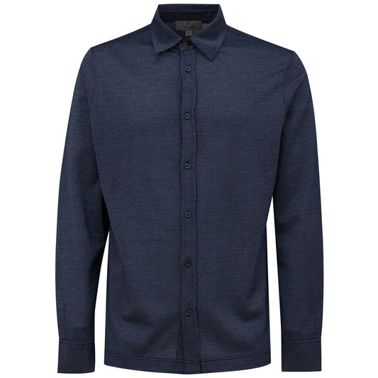 Canali Blue Cotton Shirt - Elegant Long Sleeve Piquet Polo