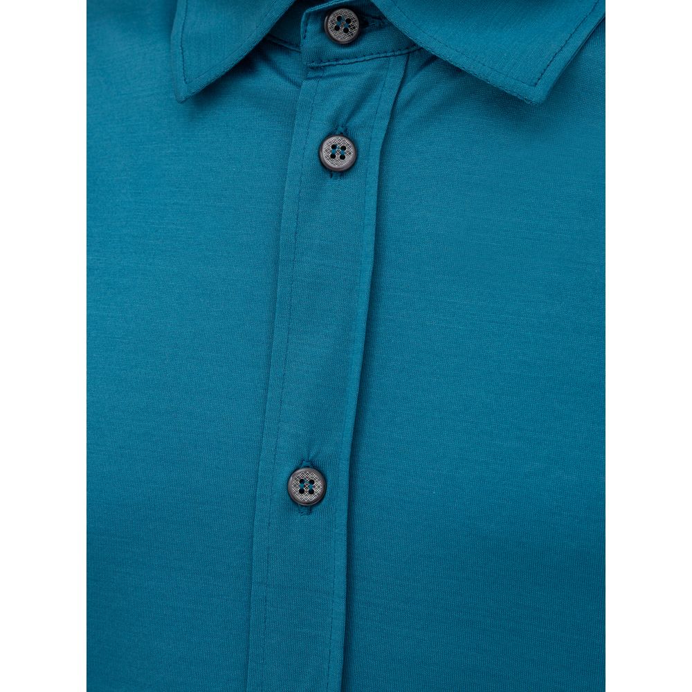Canali Light Blue Cotton Short Sleeve Shirt - Made in Italy