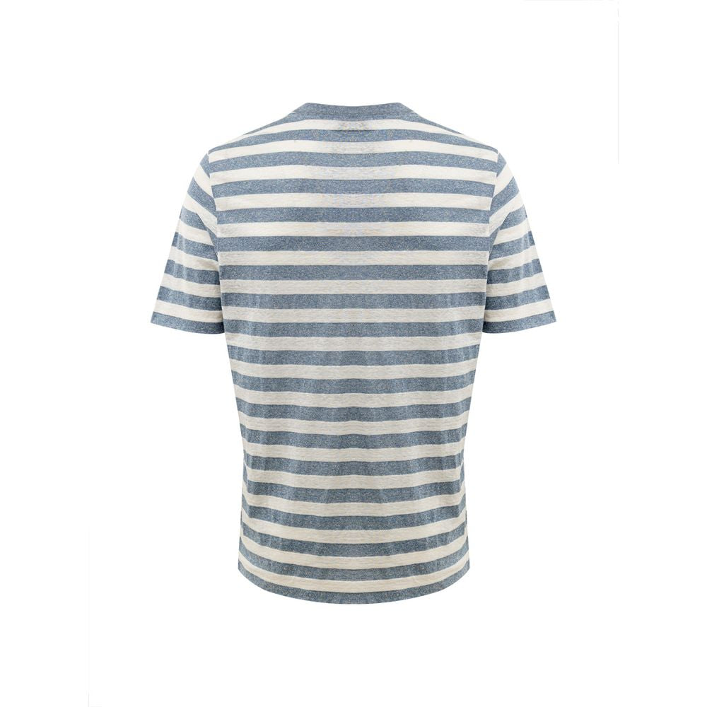 Gran Sasso Blue Cotton Long Striped T-Shirt