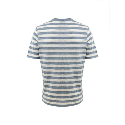 Gran Sasso Blue Cotton Long Striped T-Shirt