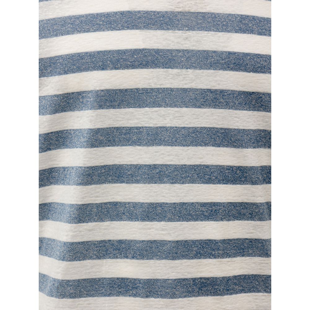 Gran Sasso Blue Cotton Long Striped T-Shirt