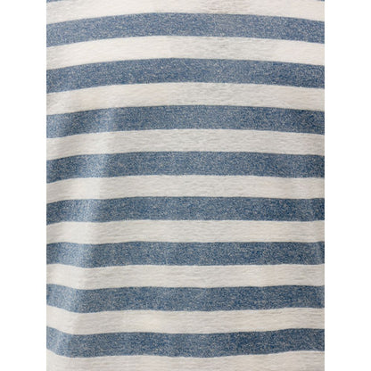 Gran Sasso Blue Cotton Long Striped T-Shirt