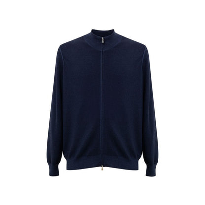 Gran Sasso Blue Wool T-Shirt and Long Sleeve Zip-Up Sweater