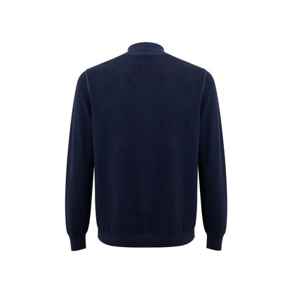 Gran Sasso Blue Wool T-Shirt and Long Sleeve Zip-Up Sweater