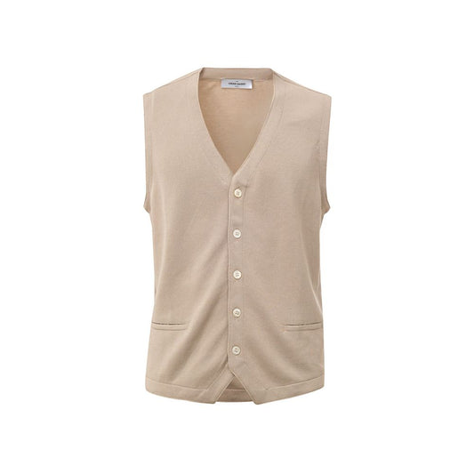 Gran Sasso Beige Cotton Sleeveless Jacket