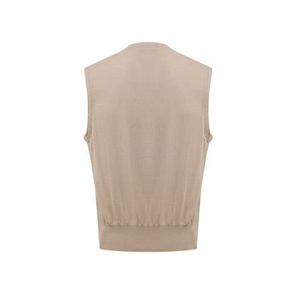 Gran Sasso Beige Cotton Sleeveless Jacket