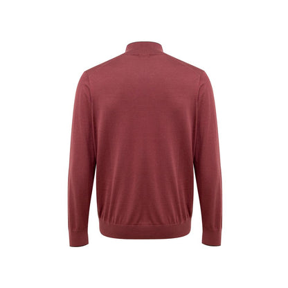 Gran Sasso Red Silk T-Shirt and Long Sleeve Zip-Up Sweater