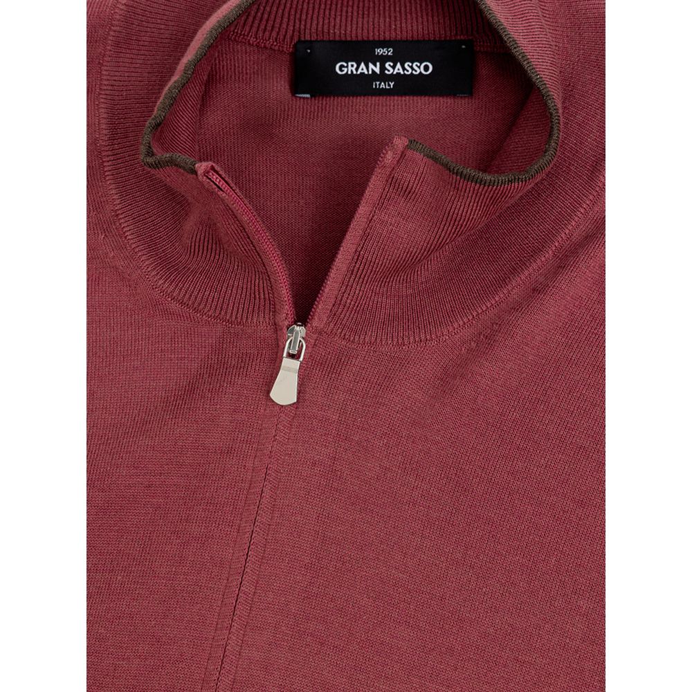 Gran Sasso Red Silk T-Shirt and Long Sleeve Zip-Up Sweater