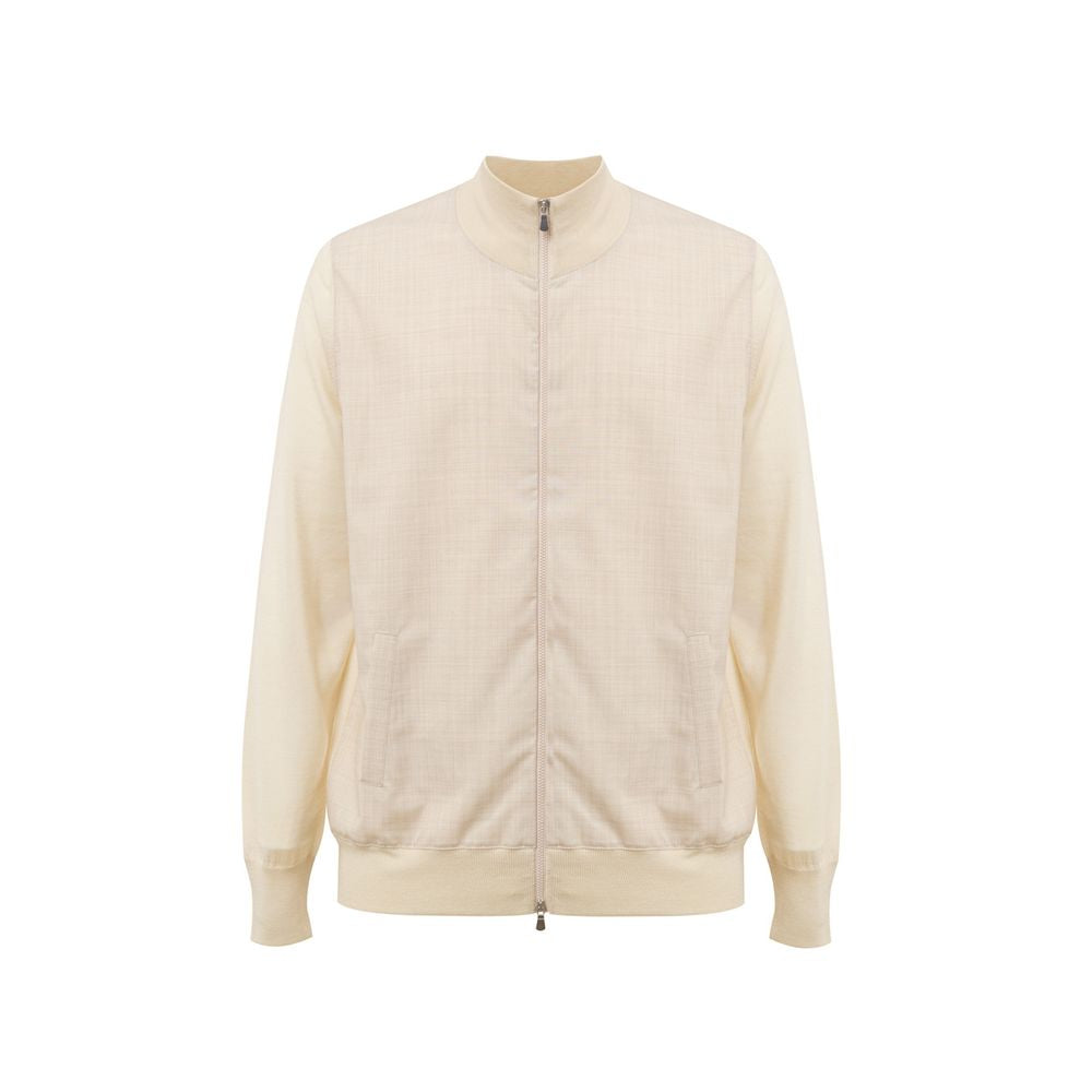 Gran Sasso Beige Wool Zip-Up Sweater