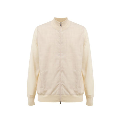 Gran Sasso Beige Wool Zip-Up Sweater