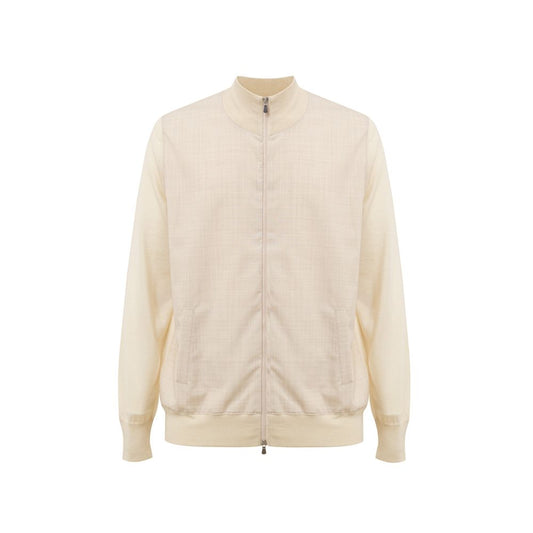 Gran Sasso Beige Wool Zip-Up Sweater