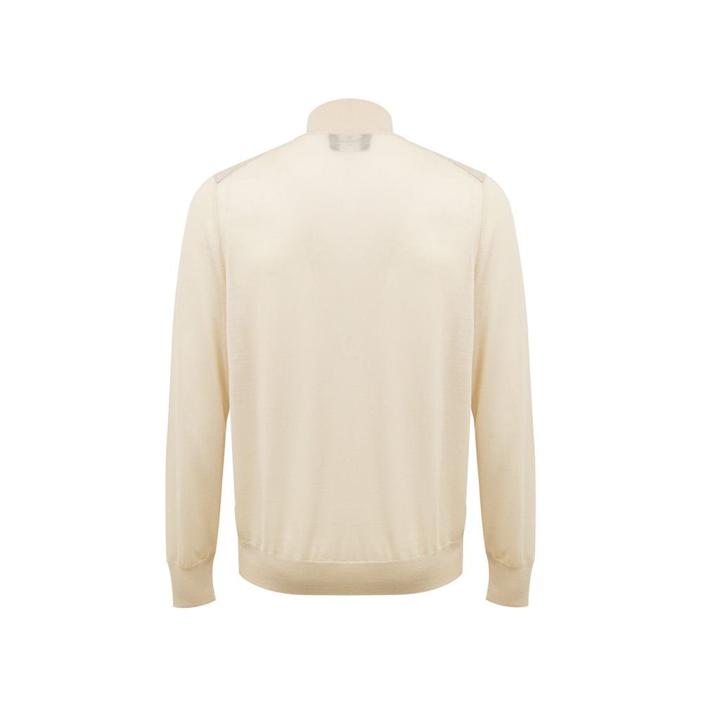 Gran Sasso Beige Wool Zip-Up Sweater