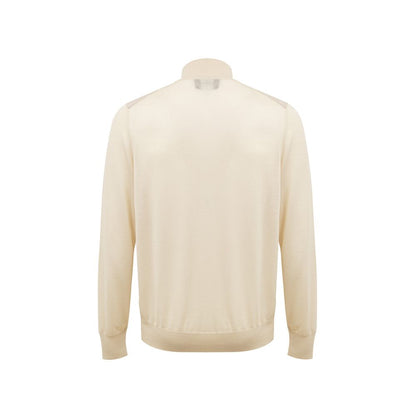 Gran Sasso Beige Wool Zip-Up Sweater