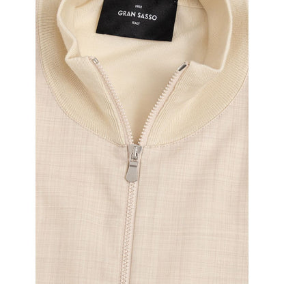 Gran Sasso Beige Wool Zip-Up Sweater