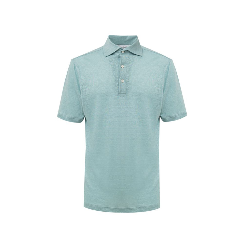 Gran Sasso Blue Linen Polo Shirt - Elevated Comfort and Style