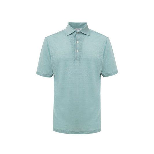 Gran Sasso Blue Linen Polo Shirt - Elevated Comfort and Style