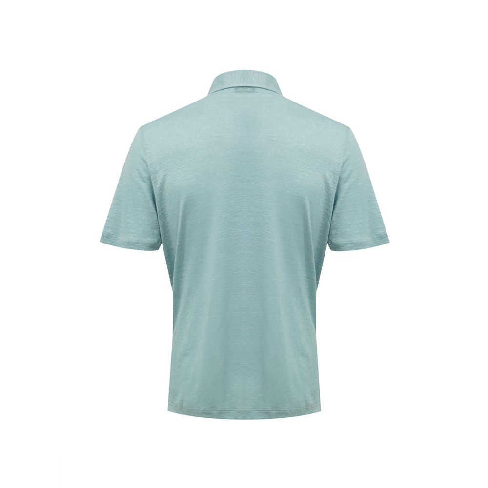 Gran Sasso Blue Linen Polo Shirt - Elevated Comfort and Style