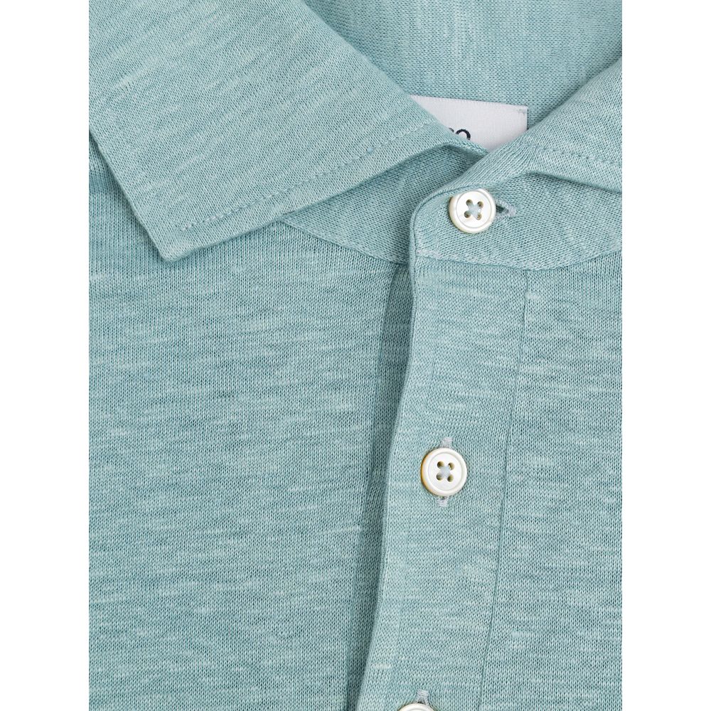 Gran Sasso Blue Linen Polo Shirt - Elevated Comfort and Style