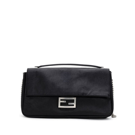 Fendi Black Leather Shoulder Baguette Bag