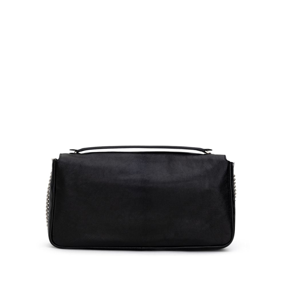 Fendi Black Leather Shoulder Baguette Bag