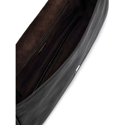 Fendi Black Leather Shoulder Baguette Bag