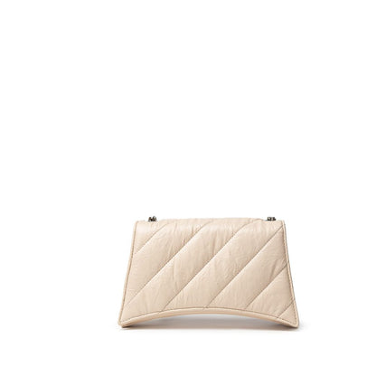 Balenciaga Beige Leather Shoulder Bag - Small Crush with Chain