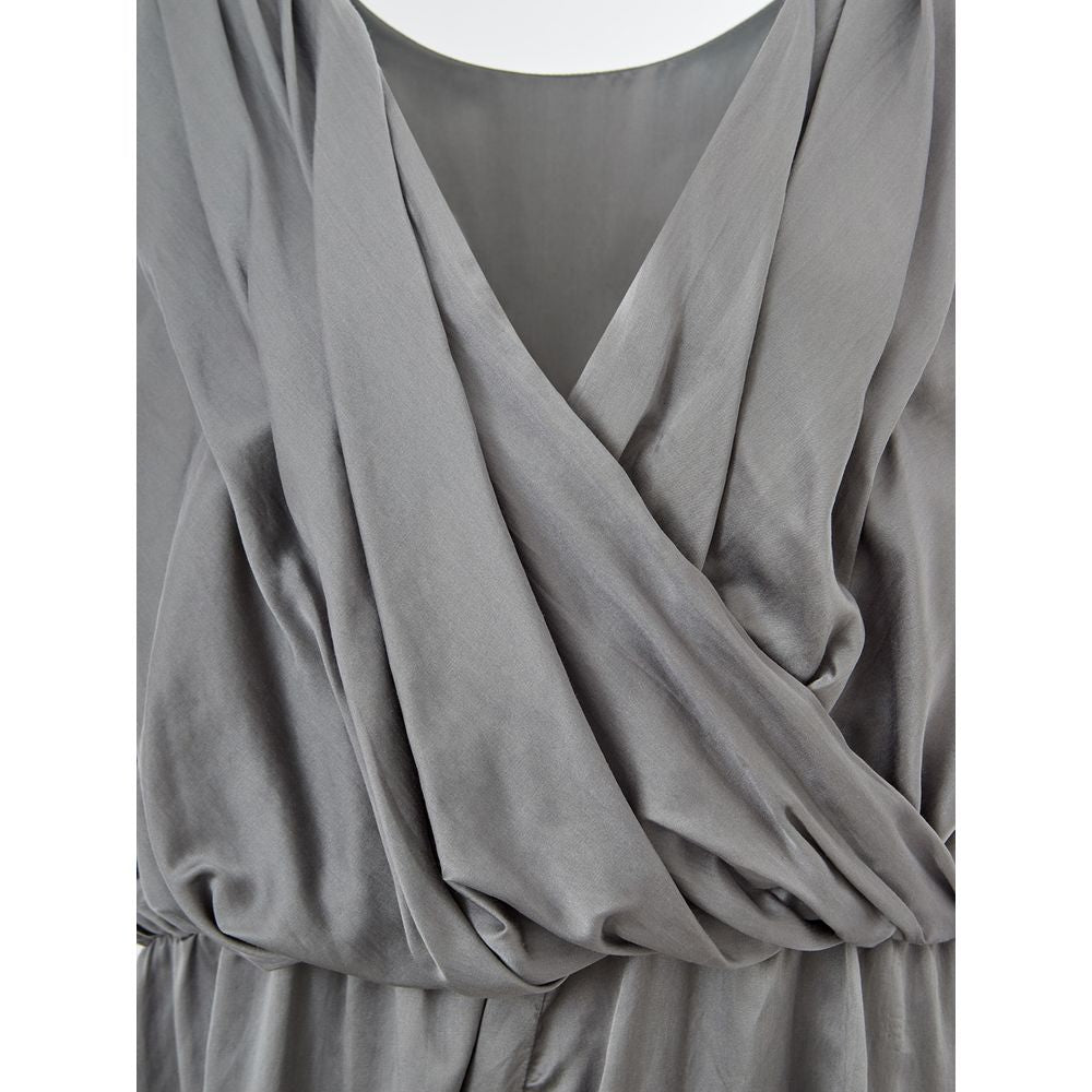 Lardini Gray Silk Long Jumpsuit Dress