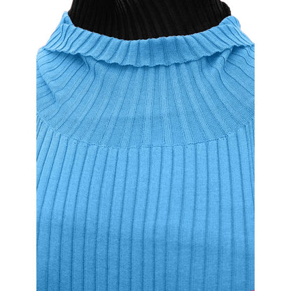 Bottega Veneta Blue Cotton & Silk Blend Cold Shoulder Fringed Dress