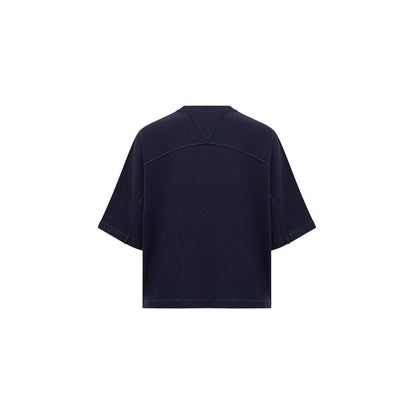 Bottega Veneta Blue Square Neck Cropped T-Shirt