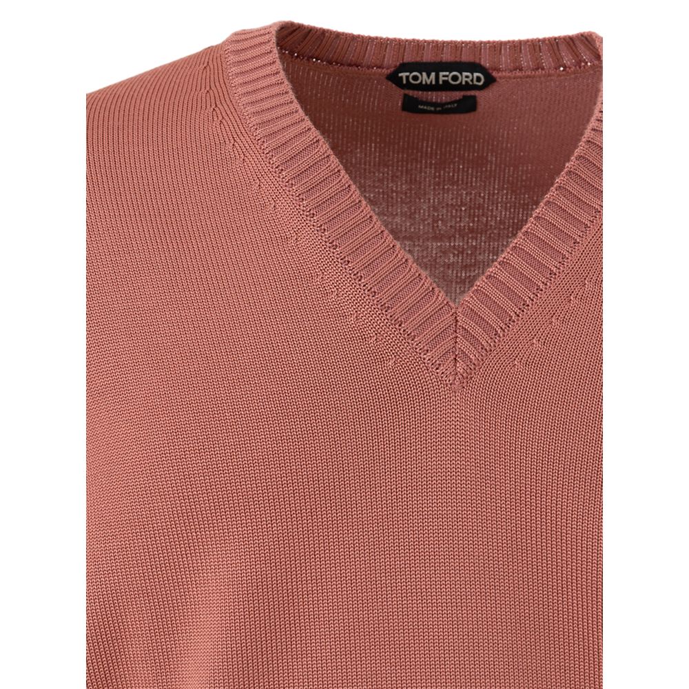 Tom Ford Pink Silk Sweater - Elegant V-Neck Design