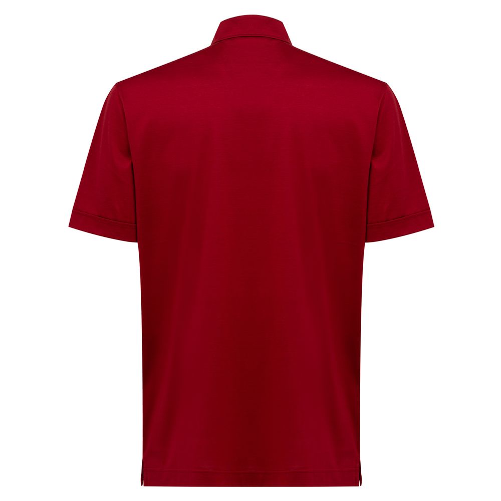 Canali Red Cotton Shirt - Short Sleeve Elegance