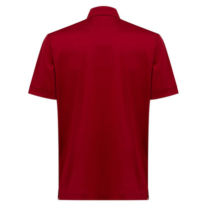 Canali Red Cotton Shirt - Short Sleeve Elegance