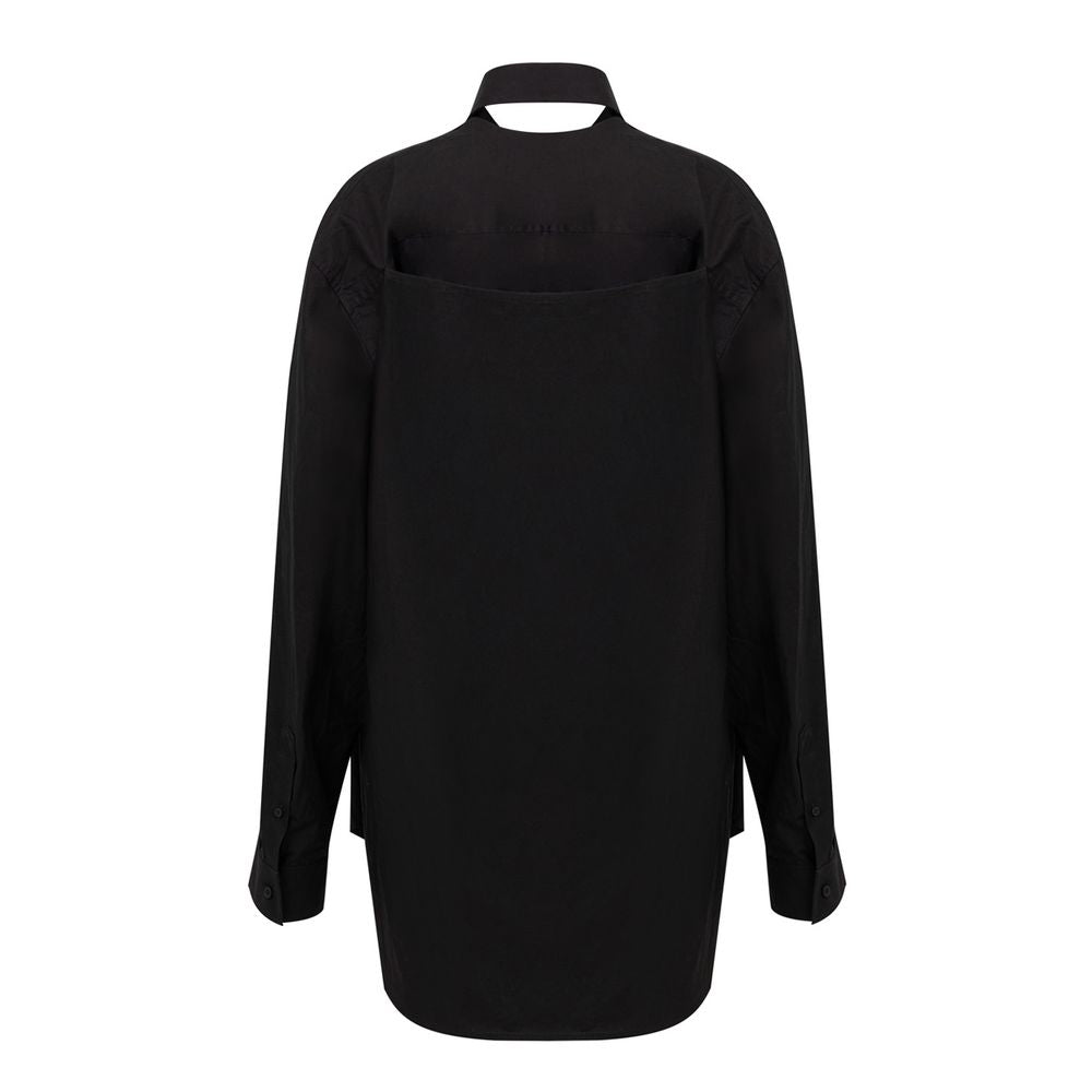 Balenciaga Black Cotton Long Suspended Effect Shirt Dress