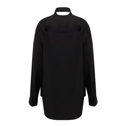 Balenciaga Black Cotton Long Suspended Effect Shirt Dress