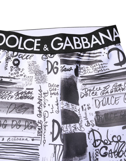 Dolce & Gabbana White Graphic High-Waist Skinny Leggings Pants
