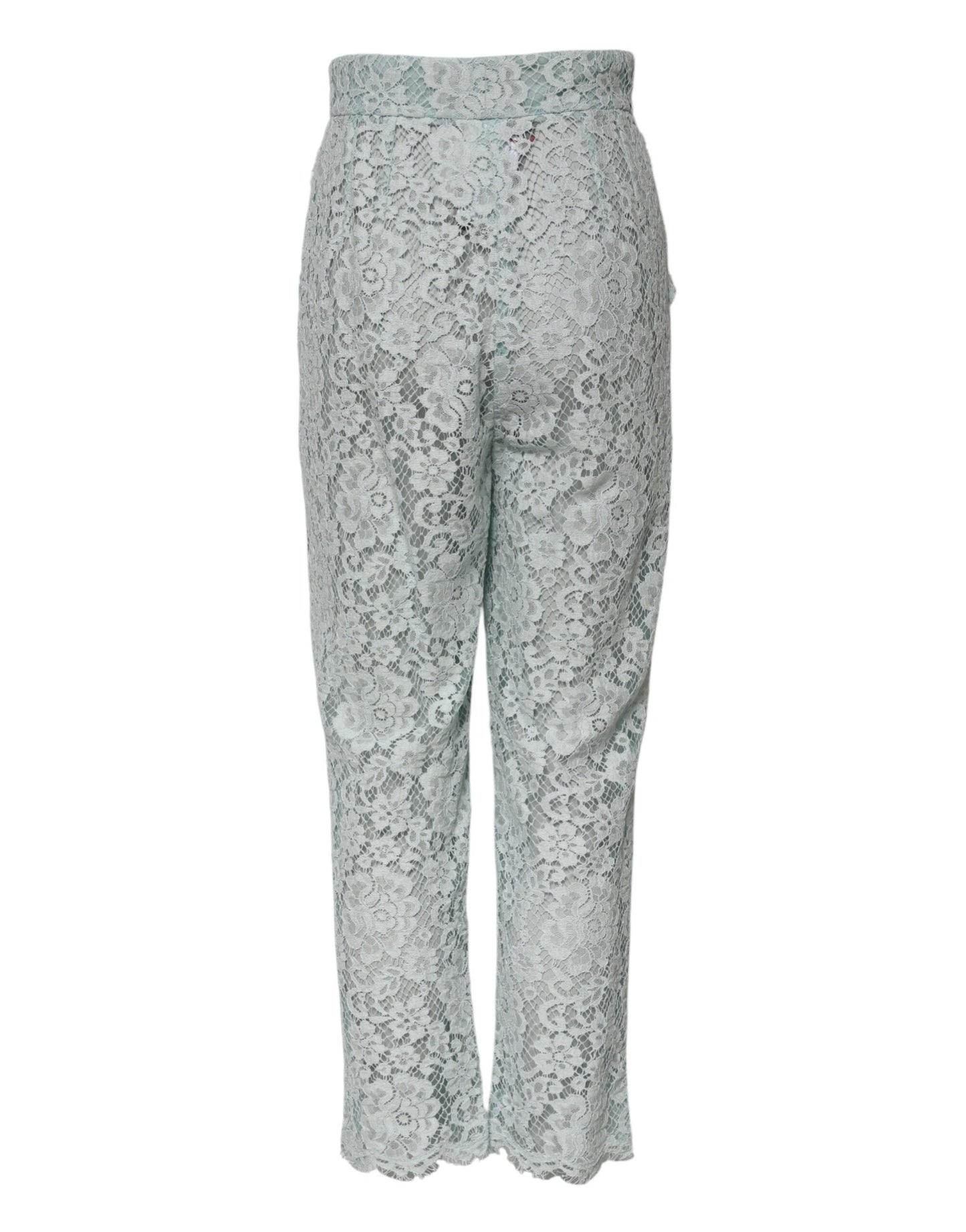Dolce & Gabbana Mint Green High Waist Floral Lace Trousers
