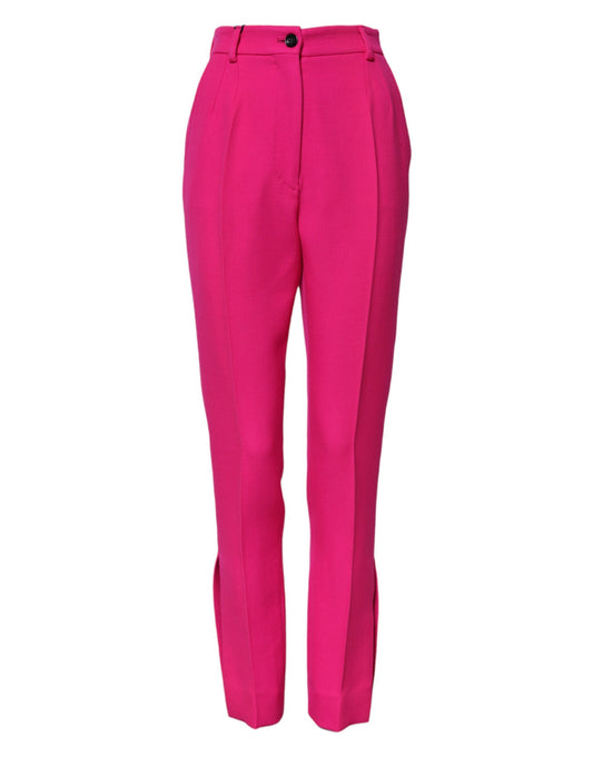 Dolce & Gabbana Fuchsia Pink High-Waist Tapered Trouser Pants