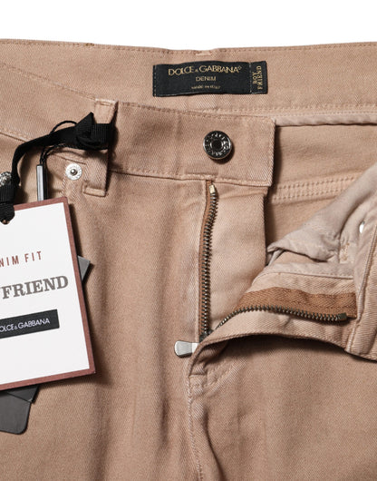 Dolce & Gabbana Brown Cotton Boyfriend Denim Trousers